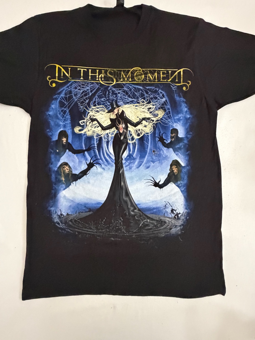 Tultex Black Graphic Tee with Blue and Gold Gothic Design